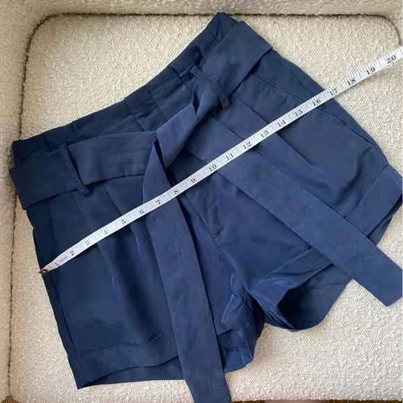 AEO Navy Blue High Waisted Paperbag Shorts - Picture 8 of 10